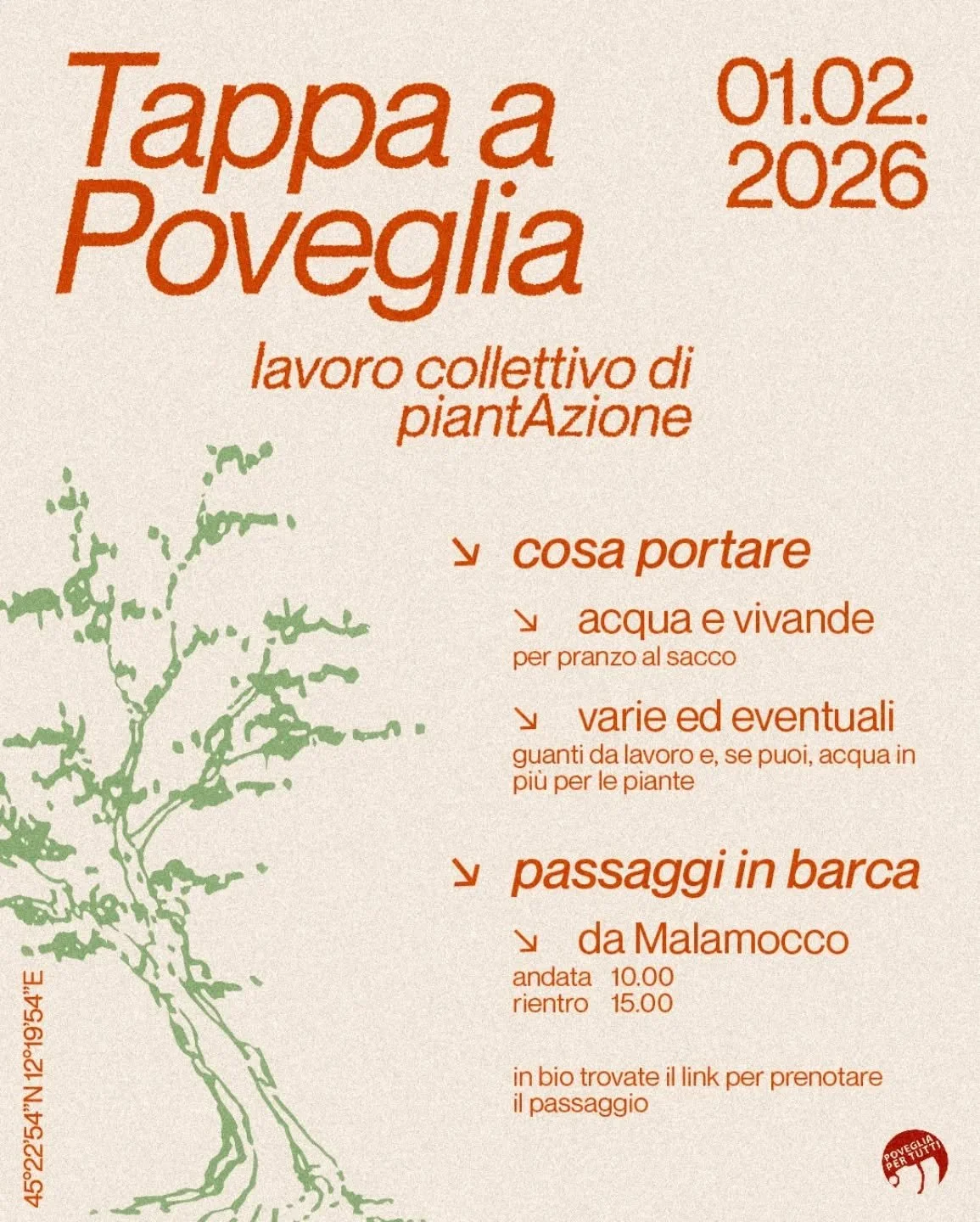 👉🏼Eccoci per il primo appuntamento del 2026!

Alla scorsa tappa abbiamo iniziato a piantare parte degli alberi che abbiamo recuperato dal disallestimento della Biennale e ne restano altri da mettere a dimora prima del nuovo ciclo vegetativo di prim