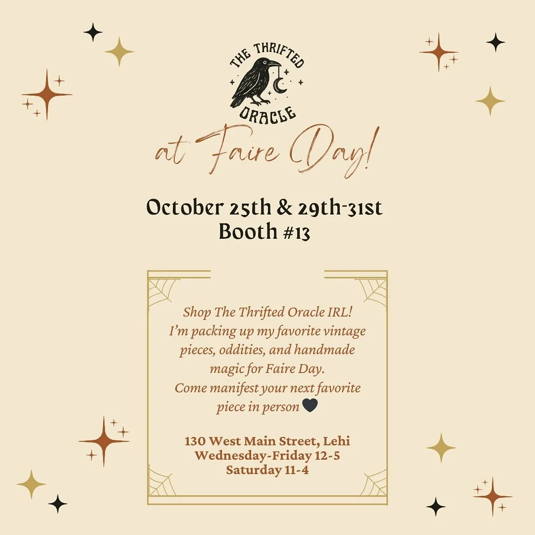 Tomorrow!! Come shop our vintage stash IRL ✨💫🐦‍⬛
.
#vintage #vintagestyle #vintagepopup #smallbusiness #thethriftedoracle #whimsical #cottagecore #thrift