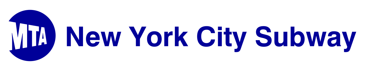 The logo of New York City Subway with blue text and a circular emblem featuring the letters 'MTA'.