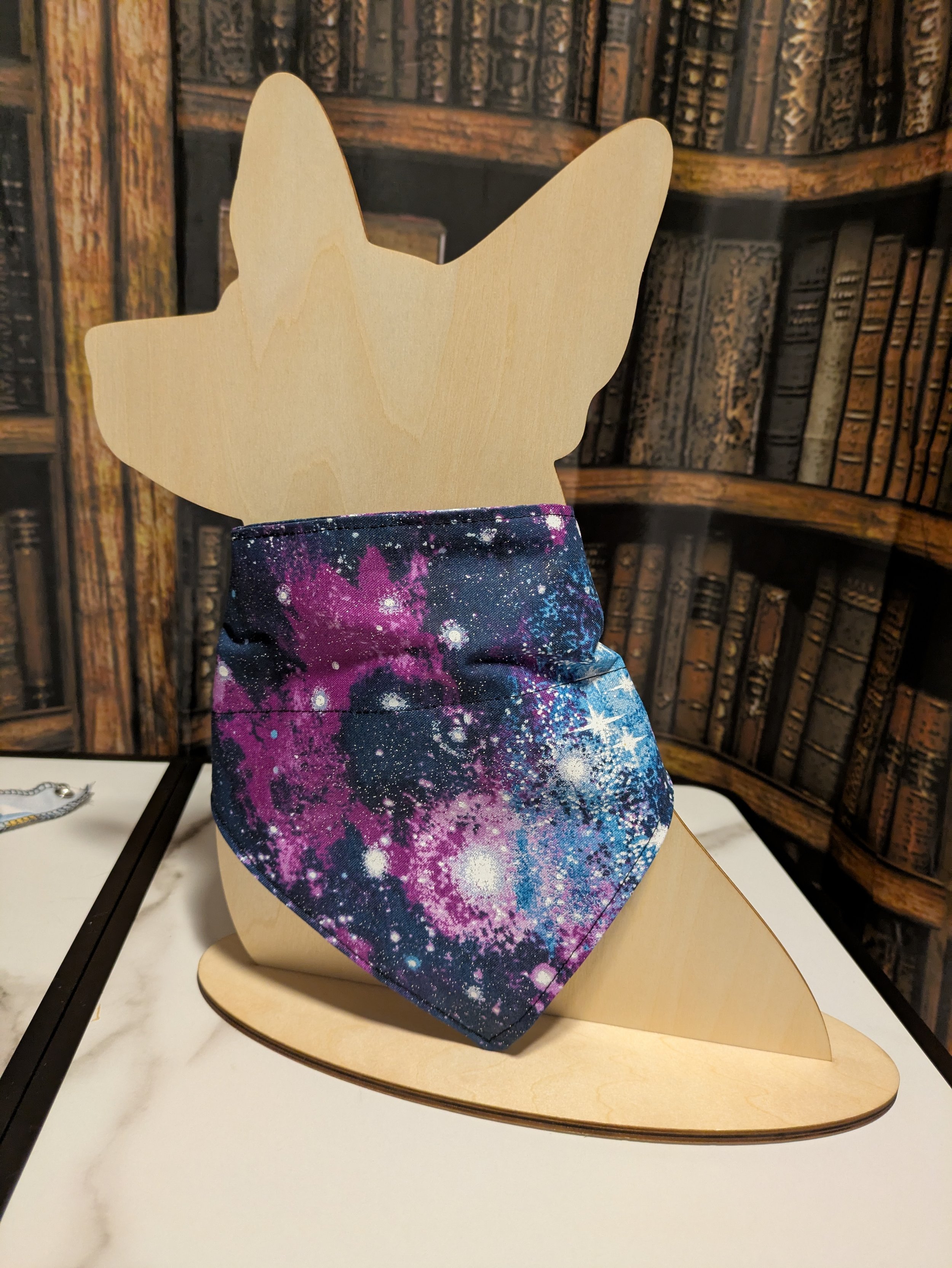 Bandana on display, space themed
