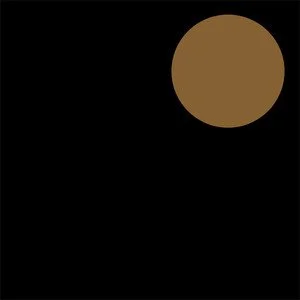 A black background with a large brown circle on the right side.