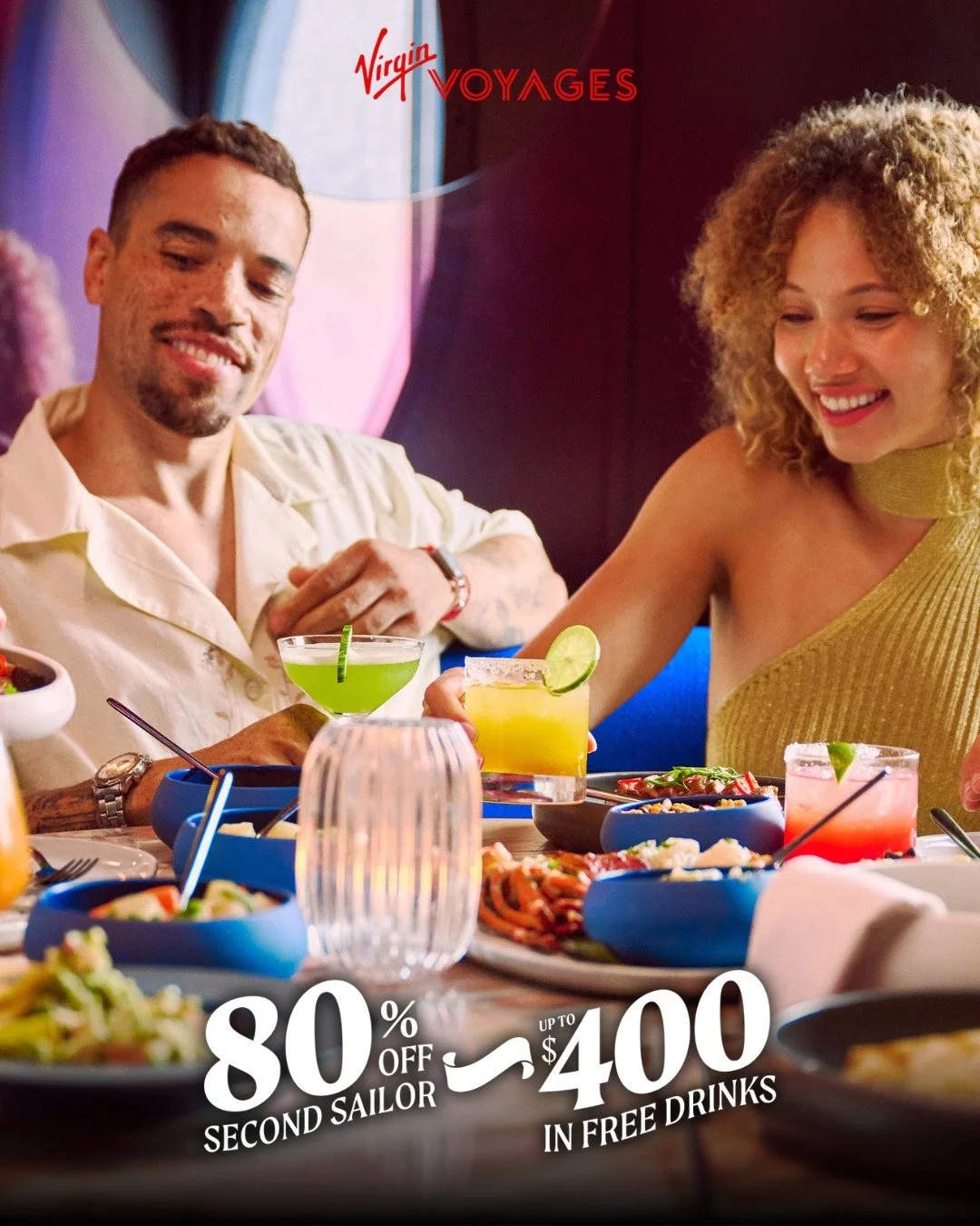 Ready for a dream escape? Say hello to Virgin Voyages, where luxury meets adventure on the high seas. For a limited time, you can score 80% off your 2nd Sailor AND up to $400 in free drinks when you book select Caribbean, Mediterranean, or North Amer