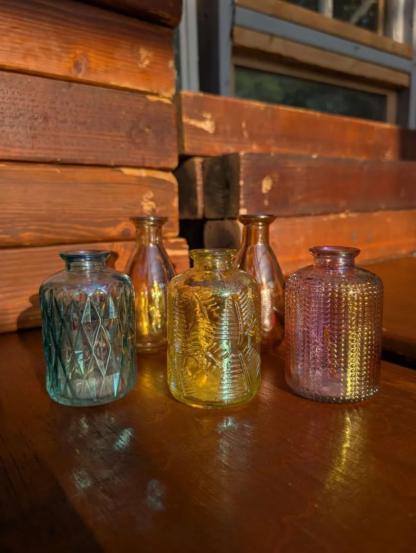 3"-4" IRIDESCENT BUD VASES
(10) $1/each