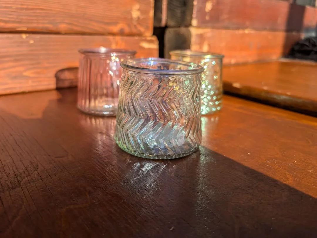 3" IRIDECSENT TEALIGHT CANDLE HOLDER
(8) $1/each