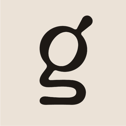 Logo for Goodreads app with black lowercase letter 'g' with a small circle and a curved tail on a beige background.