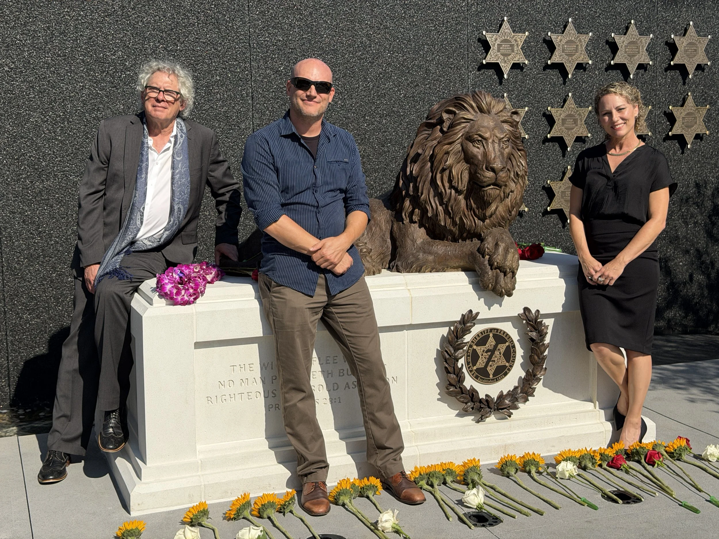 Christopher Slatoff, John Sumner and Elisabeth Frederickson at Fresno Sherriff's Memorial