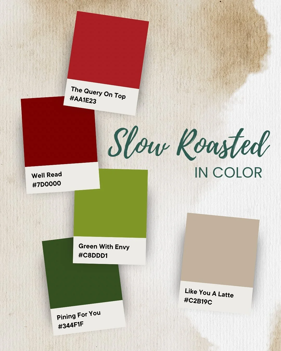 What other colors/pun-y names can you think of for Slow Roasted? 

Been playing with this idea for a while and finally found the motivation to make it an actual graphic 😅

Slow Roasted by E. M. Hedrick is a cute fake dating romance with open door sp