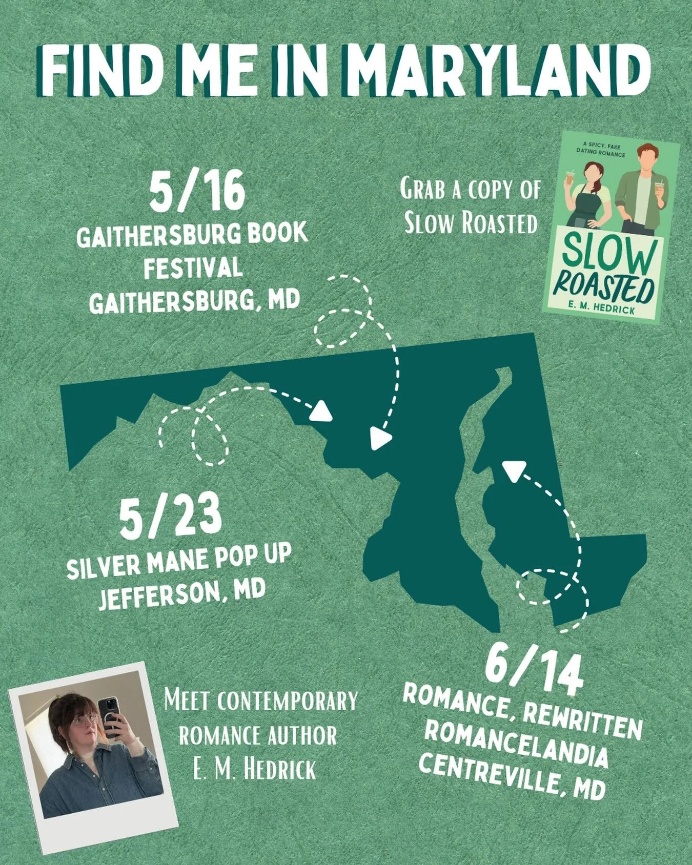 📣📣📣NEW EVENT ANNOUNCEMENTS 📣📣📣

Guys, I&rsquo;m so excited to announce 3 events I&rsquo;ll be attending!! All in Maryland, all going to be so much fun!!

Gaithersburg Book Festival- @gburgbookfest 
Saturday, May 16th 10am-6pm 
Bohrer Park- Gait