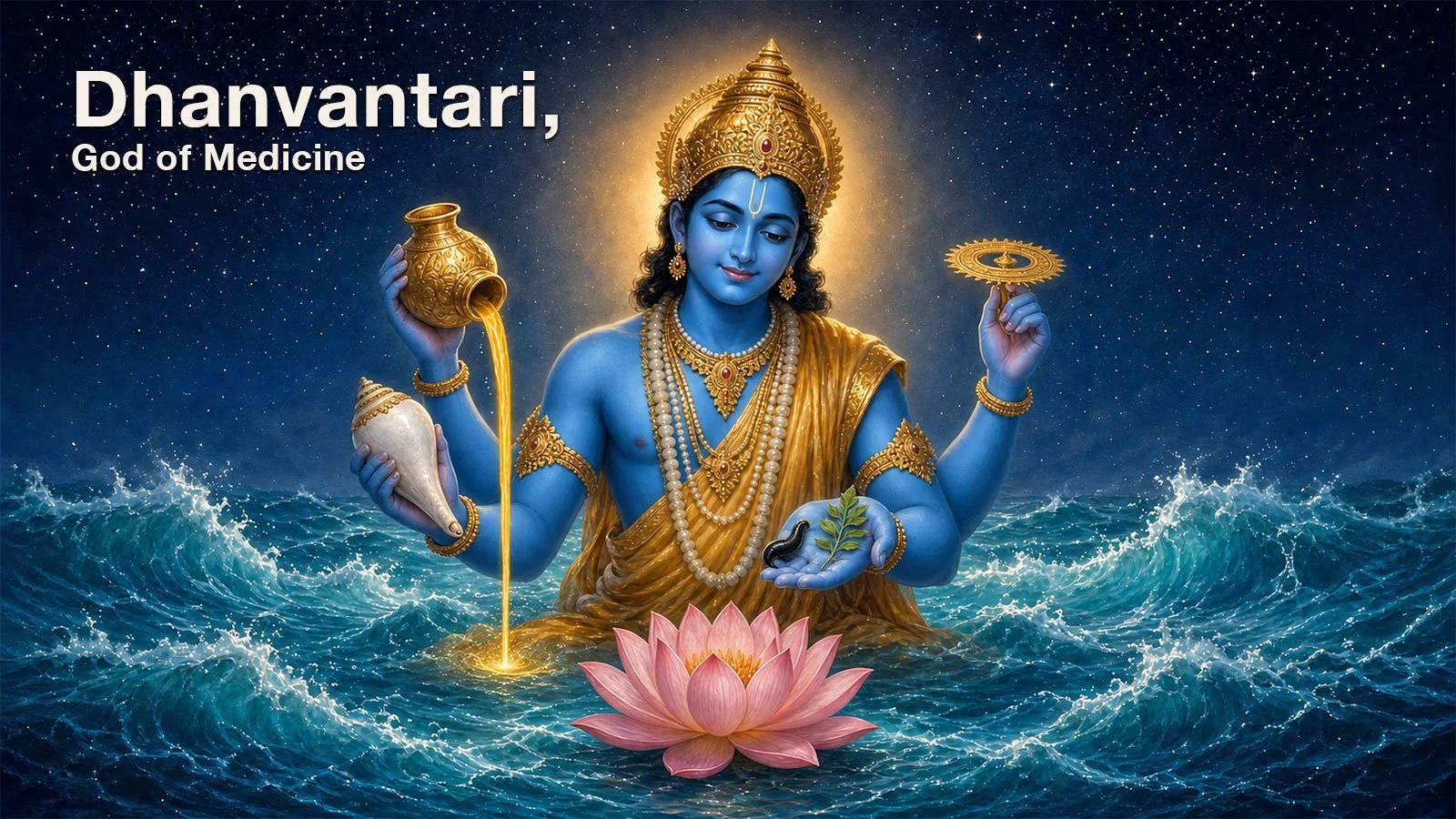 Dhanvantari, God of Medicine and the Nectar of Immortality