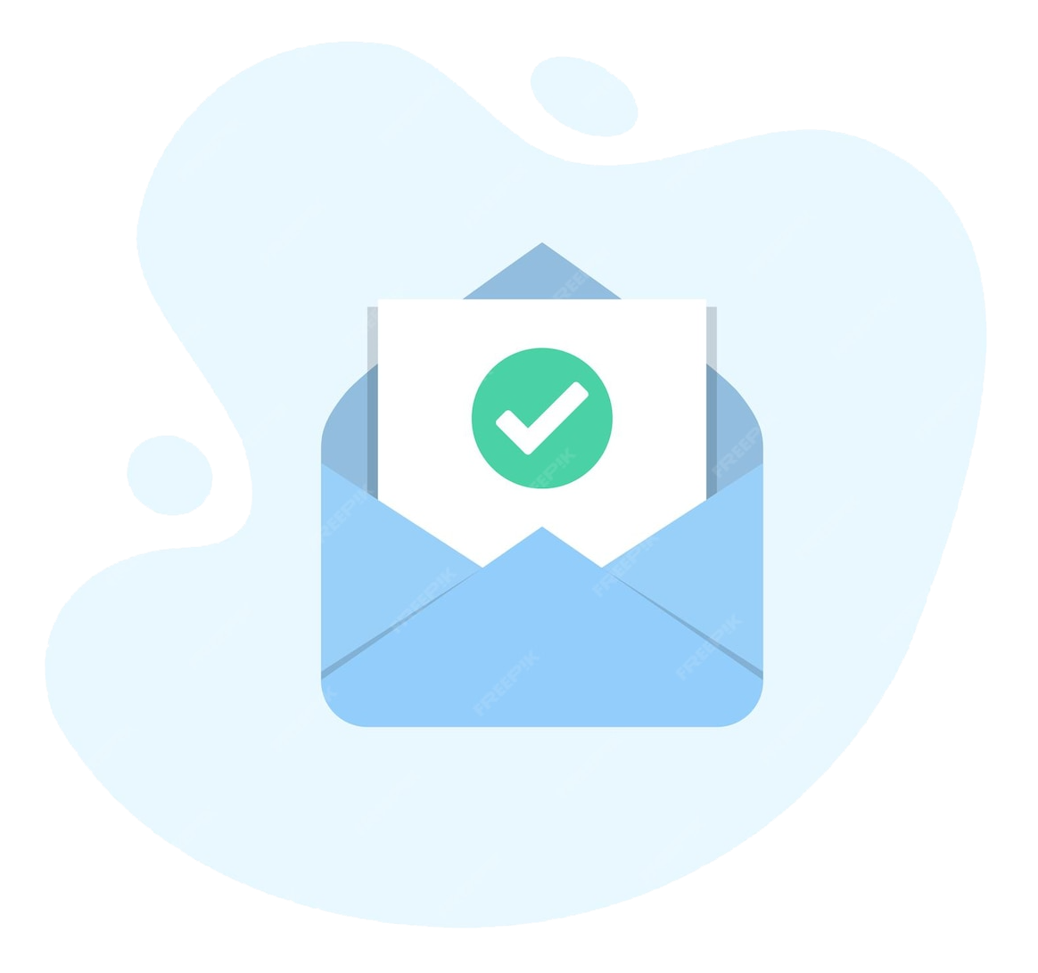 An envelope with a letter inside, displaying a green checkmark indicating a successful message delivery.