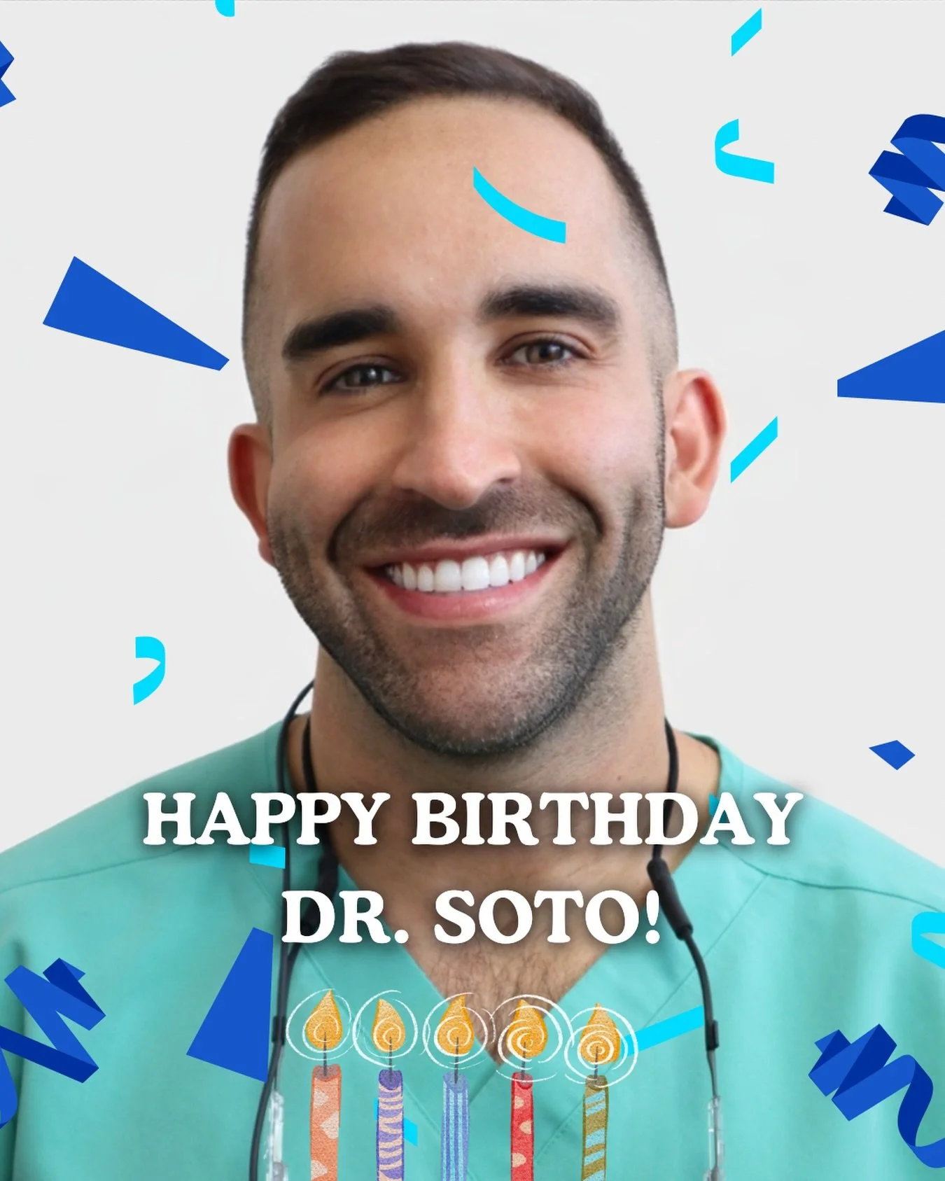 Happy Birthday Dr. Soto! 🥳🎂

Though you give the gift of clean teeth and tooth care every day, we hope today truly brings you something special. Thank you for everything you do at Bay Cosmetic Dental, and we look forward to many more birthdays with