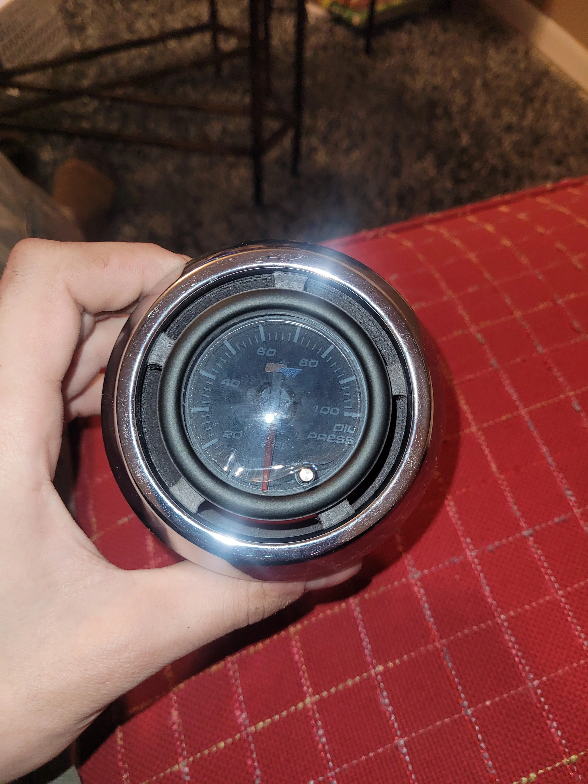 Test fit of the oil pressure gauge