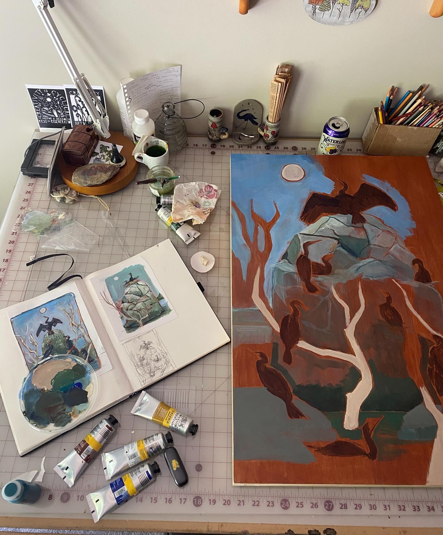 Trusting the process is so hard when you&rsquo;re in the &ldquo;I kind of hate this&rdquo; stage, but I have full faith that this will come together how I want it to&mdash;I think I came in too bright with the blue sky and will have to revise that to