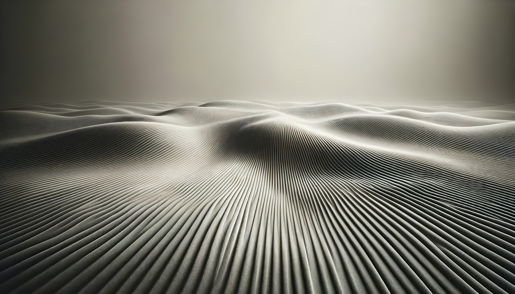 A digital rendering of smooth, metallic, wave-like ridges on a surface, creating a futuristic landscape.