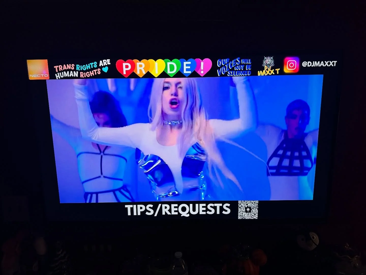 I’m beyond excited to showcase my new overlay screen tonight @nectopride as a reminder that TRANS RIGHTS ARE HUMAN RIGHTS and LGBTQ+ Voices WILL NOT BE SILENCED!  Come see @djmaxxt tonight in the Red Room from 9PM- 2AM plus we’ve got @djs
