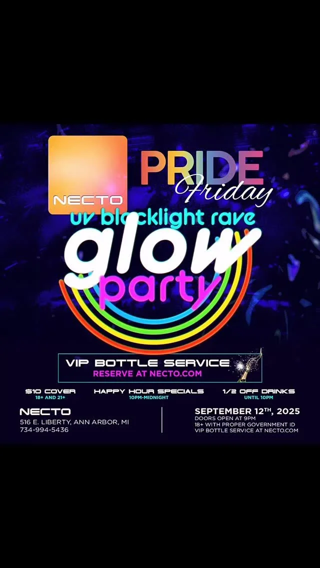 This September, we’re going ultraviolet!
Join @nectopride for a UV blacklight rave at your favorite spot to dance.
Don’t forget to dress for the occasion! Neon colors like green, yellow, pink, and orange will make you pop!
We’re