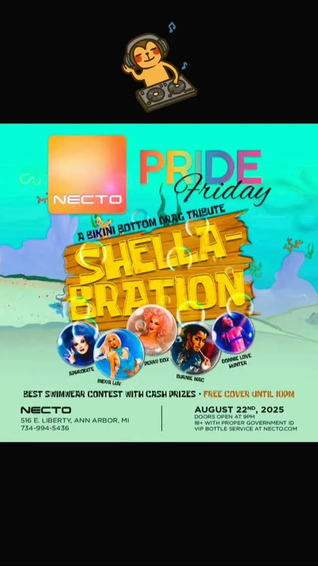 Are you ready to party? 
I’m proud to be coming to @Necto this Friday to party with all of you for their Bikini Bottom Themed Drag Event: Shella-Bration. This event features the iconic Perry Dox and many other star studded Queens. Plus we&rsqu