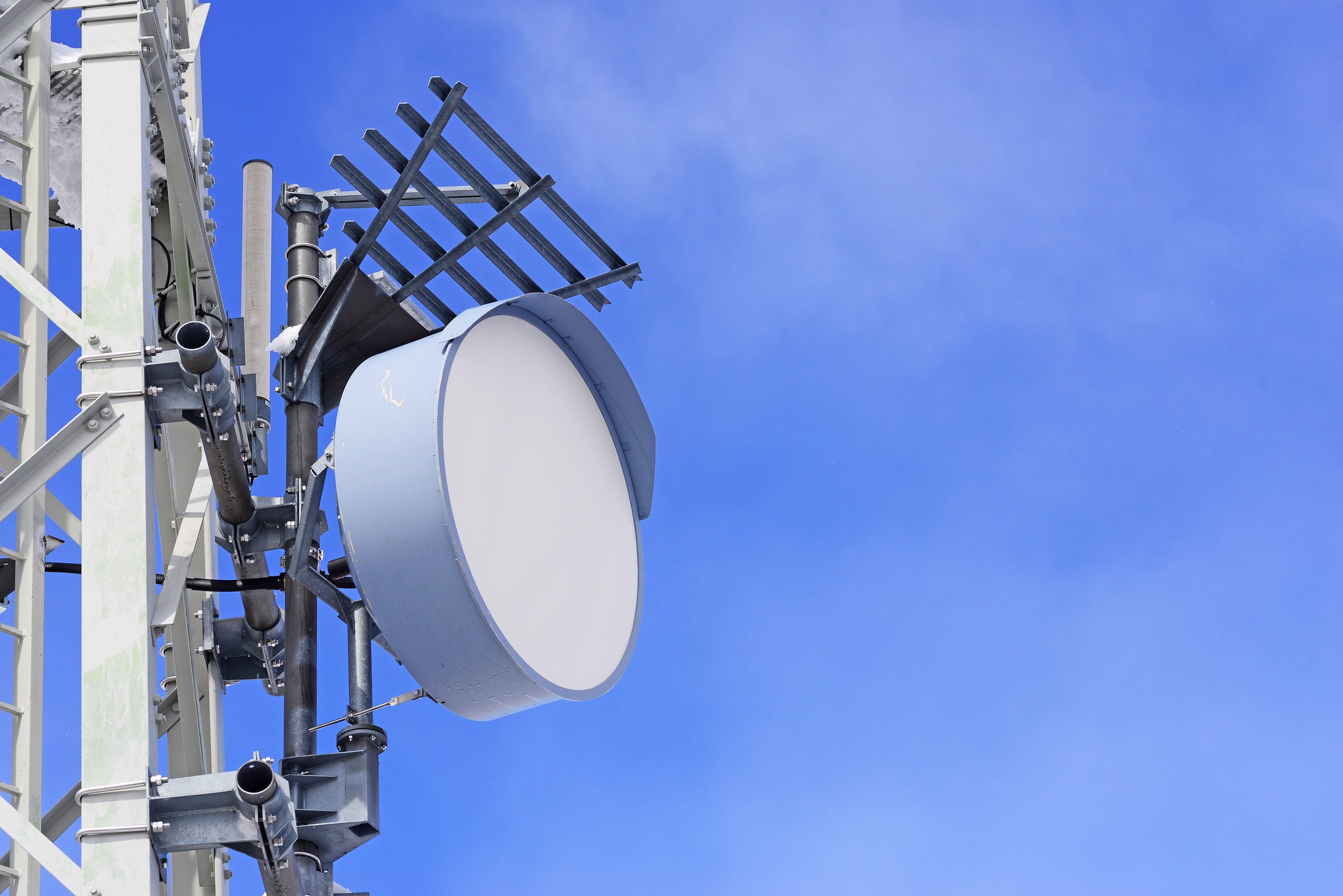 Radio tower with long-range antenna