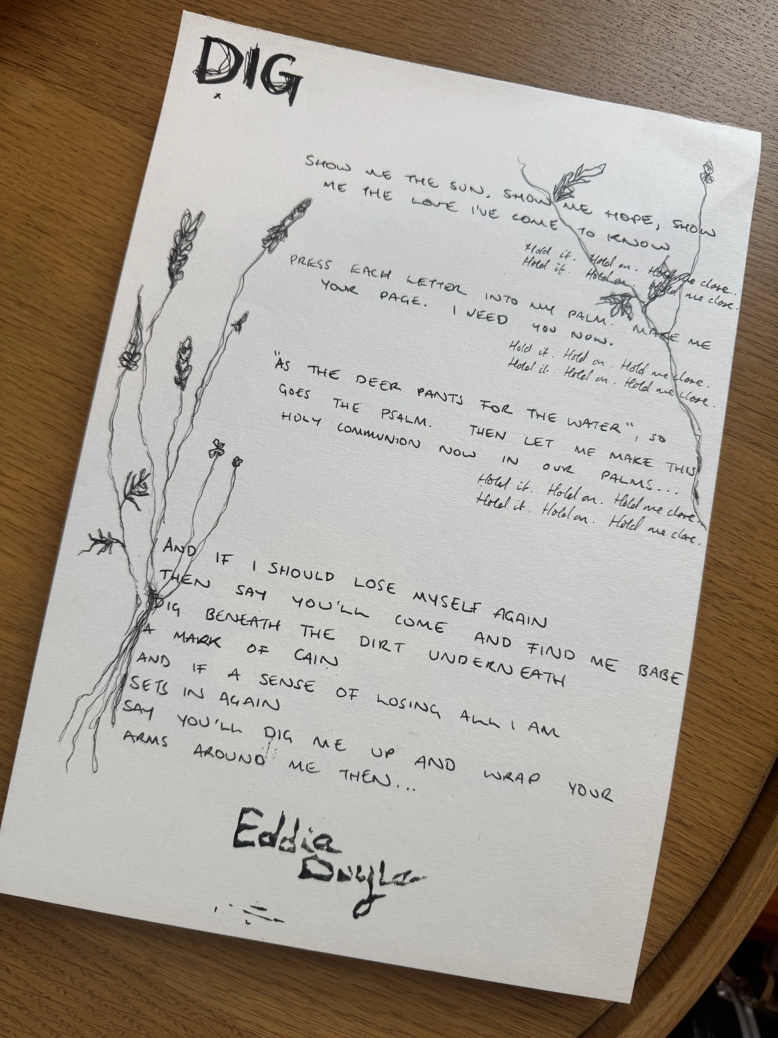 Handmade Lyric Sheet