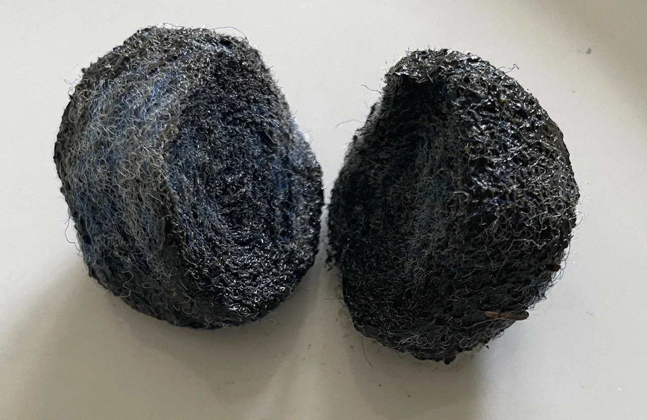 These balls were and are still bright yellow.  The trap all pool crud to the very core, which is so much combined surface area in our pouches that sand & cartridges cannot compare.  Silver Ions reduce bacteria growth too.