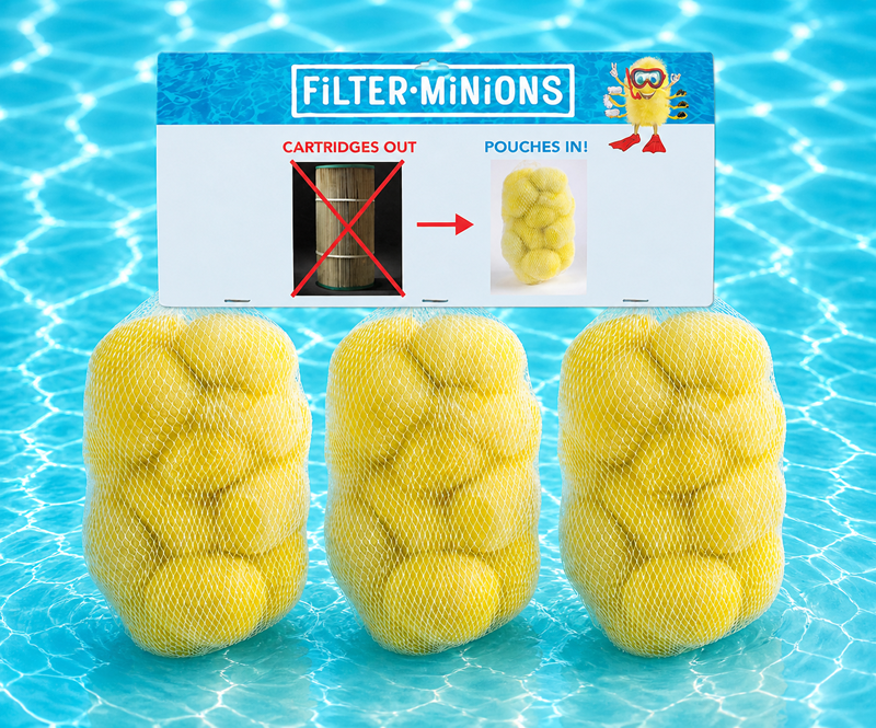 Fibalon Filter Minion 3-Pouch spa & pool filter media replaces standard cartridges, available on Amazon