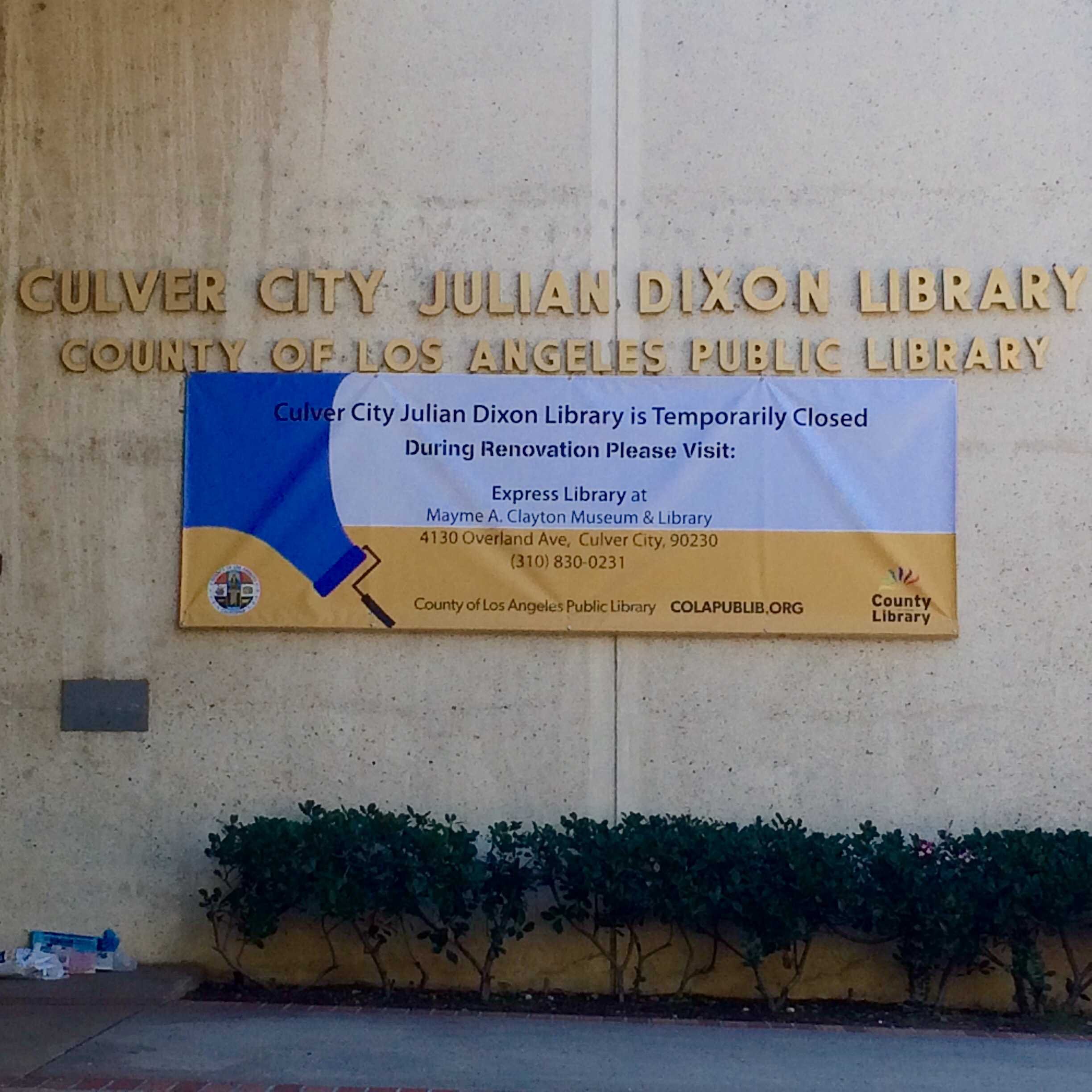 Julian Dixon Library Closes for Renovation