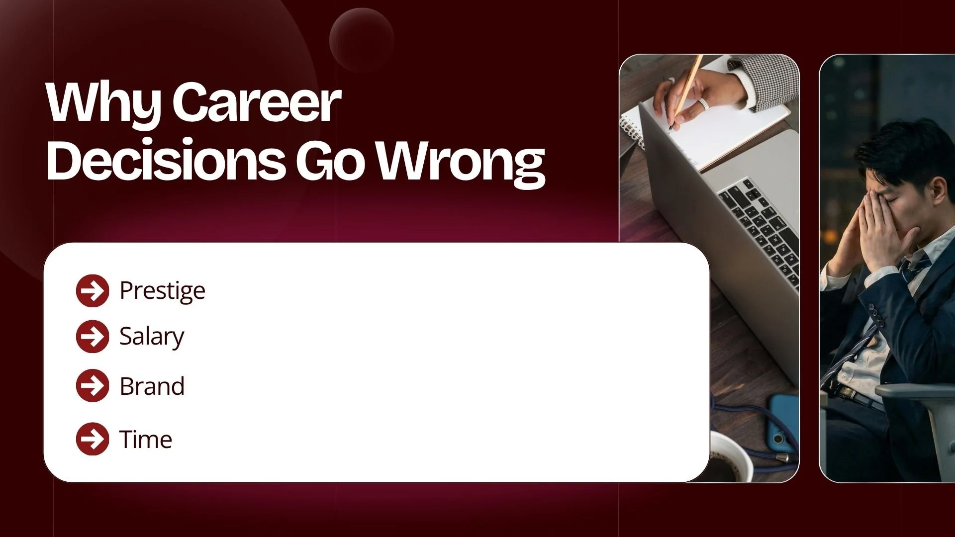 Career decisions driven by prestige salary and urgency rather than fit