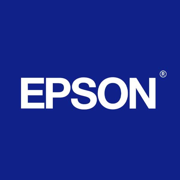 Epson logo on a blue background