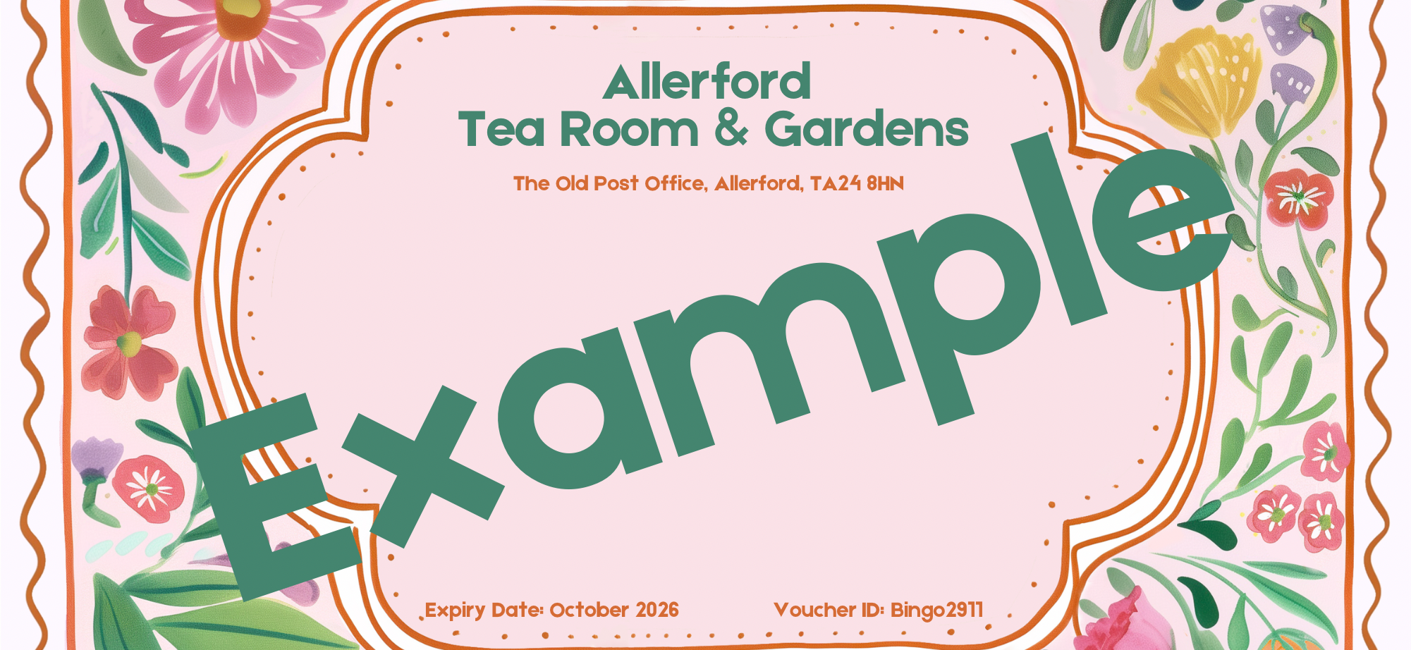 Gift Voucher for Afternoon Tea or Traditional Cream Tea in Allerford Tea Room, Minehead, Somerset on Exmoor