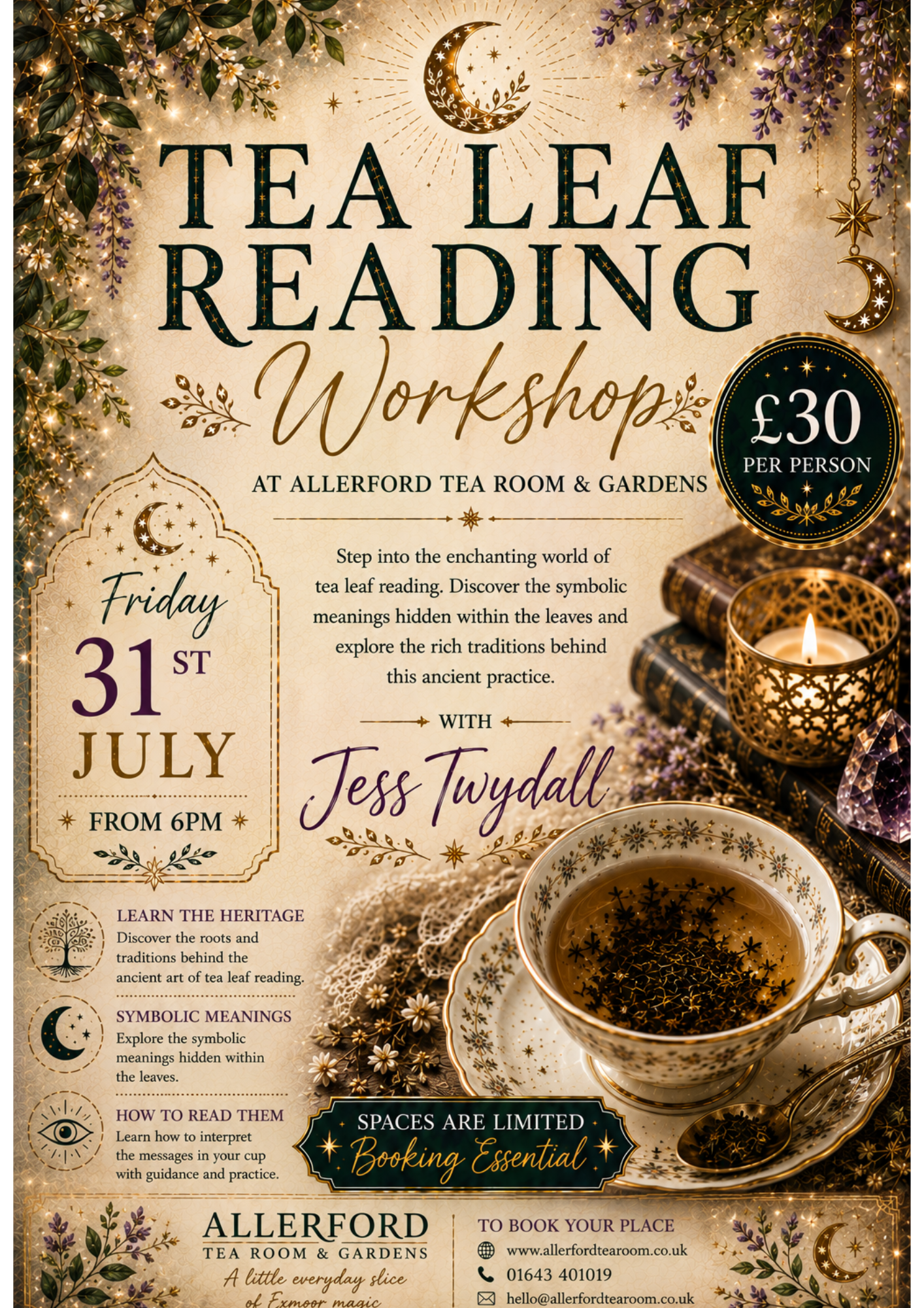Discover the art of Tea Leaf Reading - with Jess Twydall - £30pp