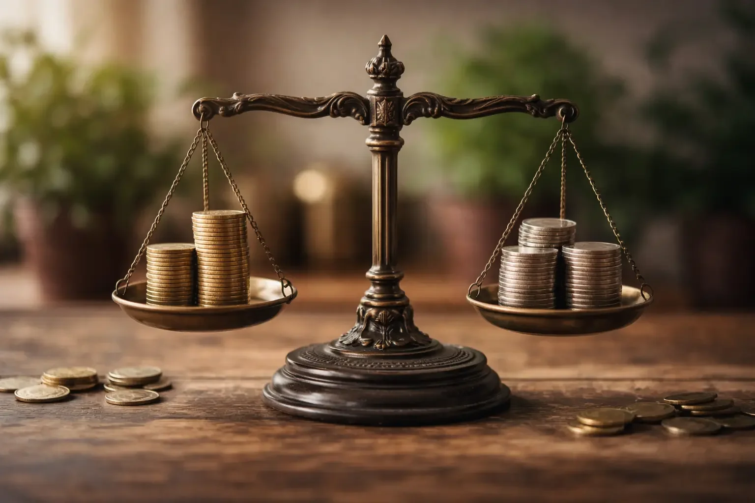 Image of a set of scales balancing coins