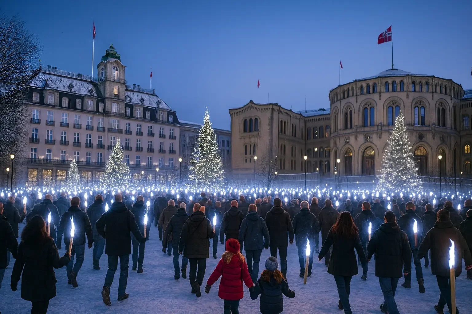 Image showing a torchlight procession