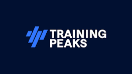 Training Peaks logo with blue and white text on a dark background.