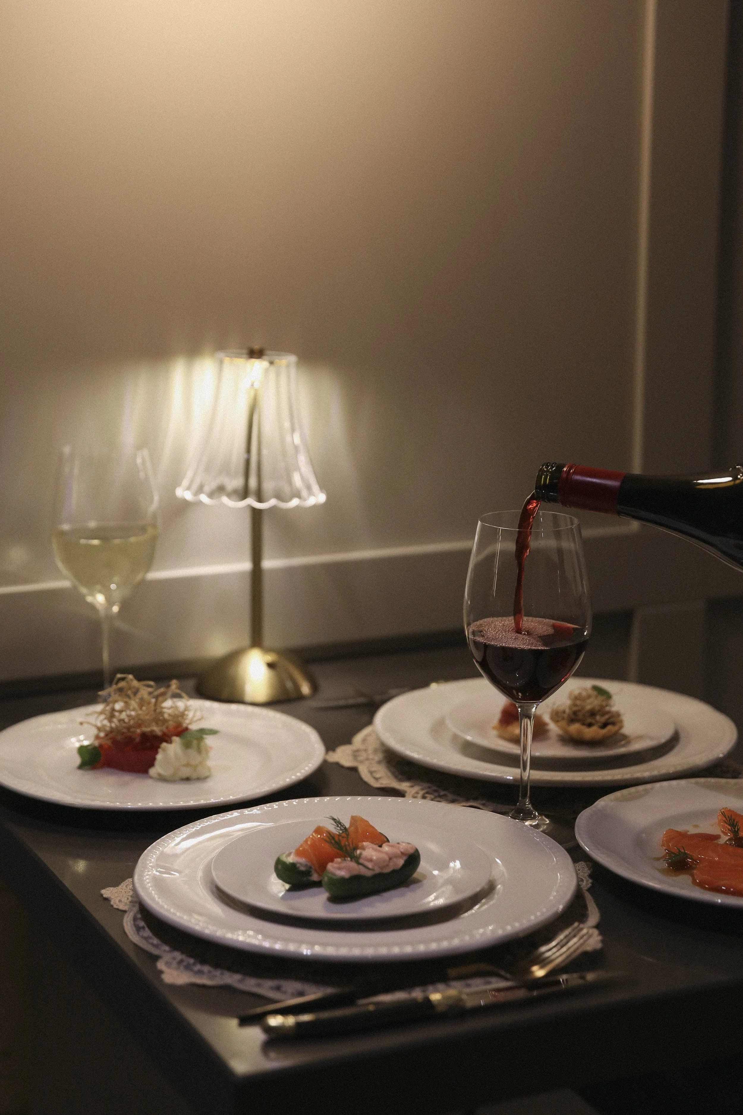 Multi-course private dining menu prepared by chefs in Melbourne.