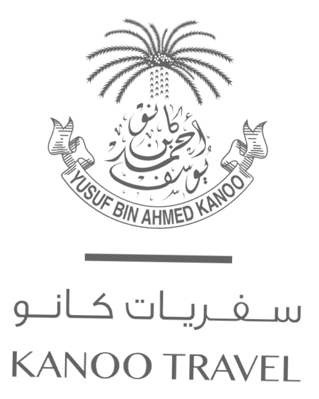 Logo of Kanoo Travel featuring an illustration of a palm tree and Arabic script, with the company name in English and Arabic.