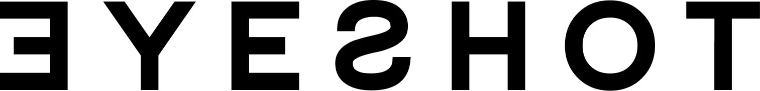 The phrase "TOO HOT EYES" written in large, bold, black letters with a mirrored effect, on a white background.