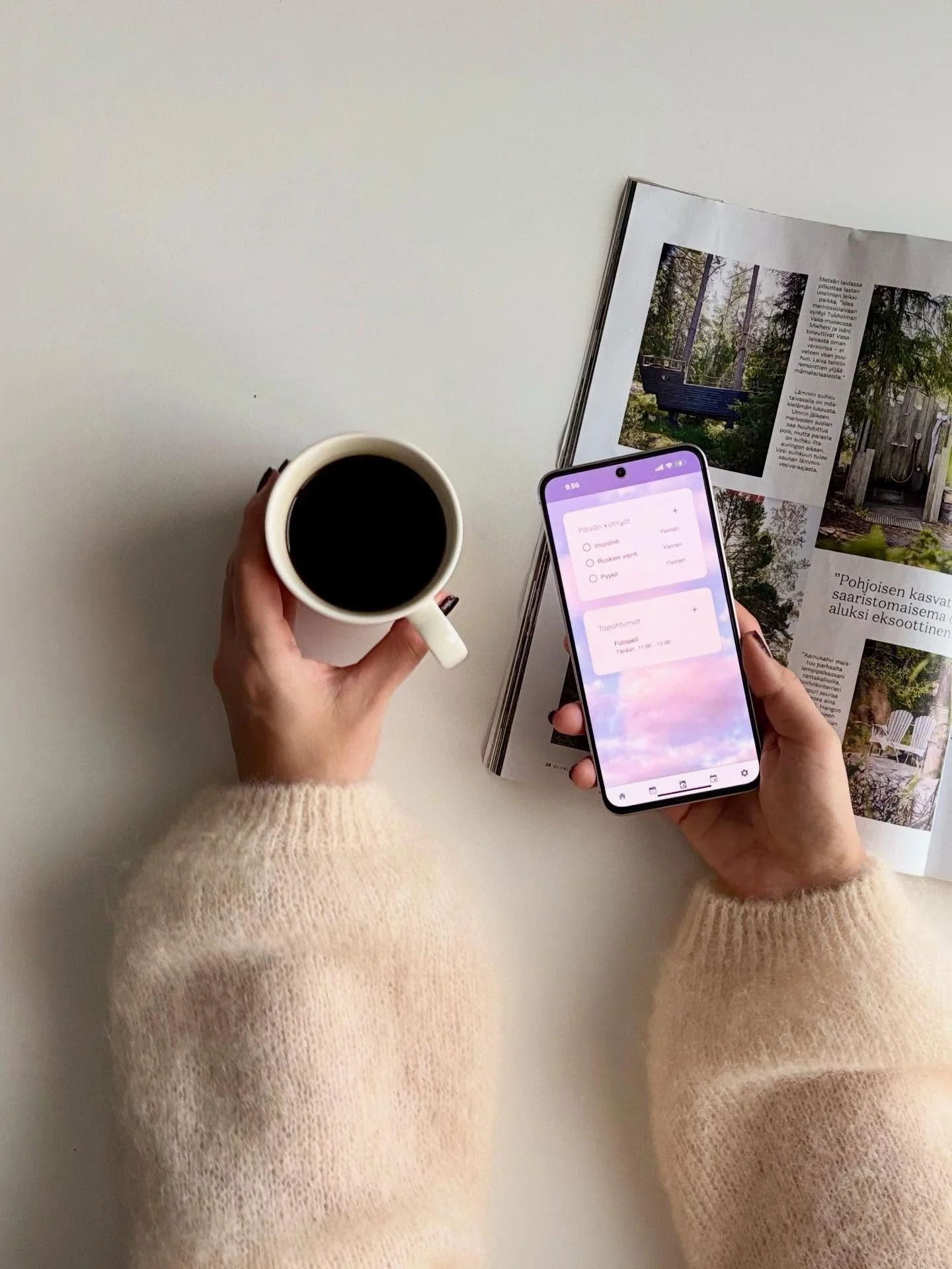 T&auml;ss&auml; v&auml;h&auml;n k&auml;yt&auml;nn&ouml;n juttuja Busy Daysista. 😊

Busy Days on selainpohjainen sovellus, jota voi k&auml;ytt&auml;&auml; sek&auml; puhelimella ett&auml; tietokoneella. Sen saa my&ouml;s asennettua puhelimeen ihan sov