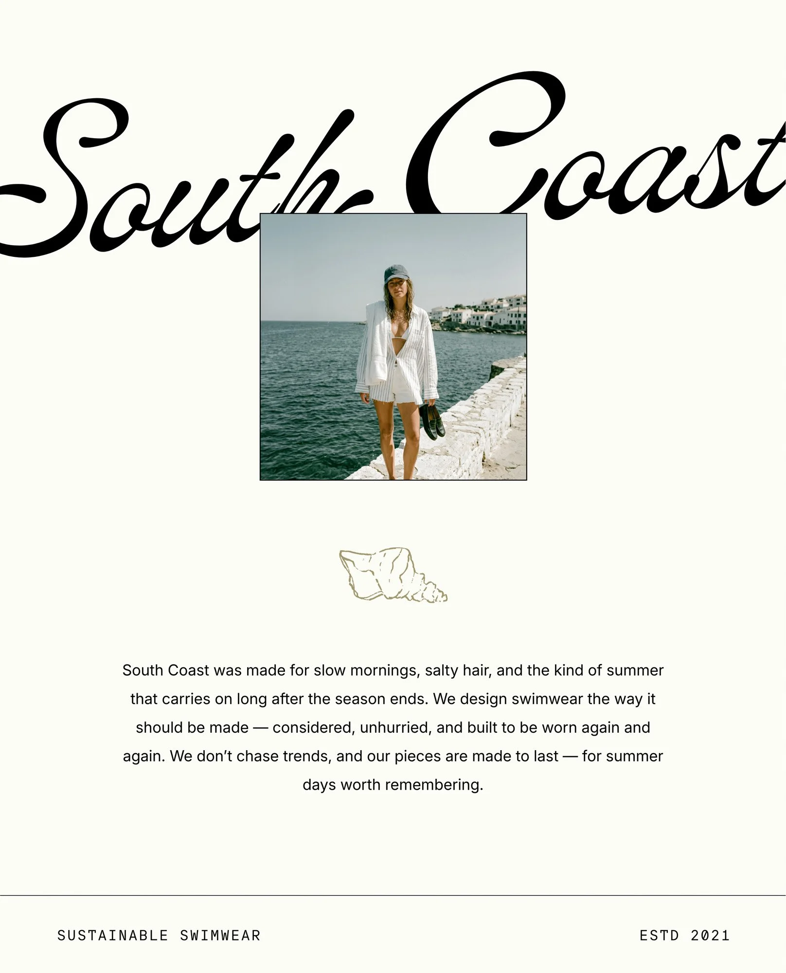 Font suite and script logo design for South Coast Swimwear — luxury vintage brand identity by The Kinn Co