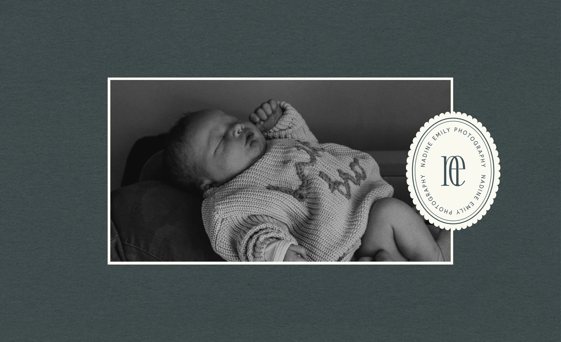 Brand submark for a South African photography studio over an image of a newborn photography session