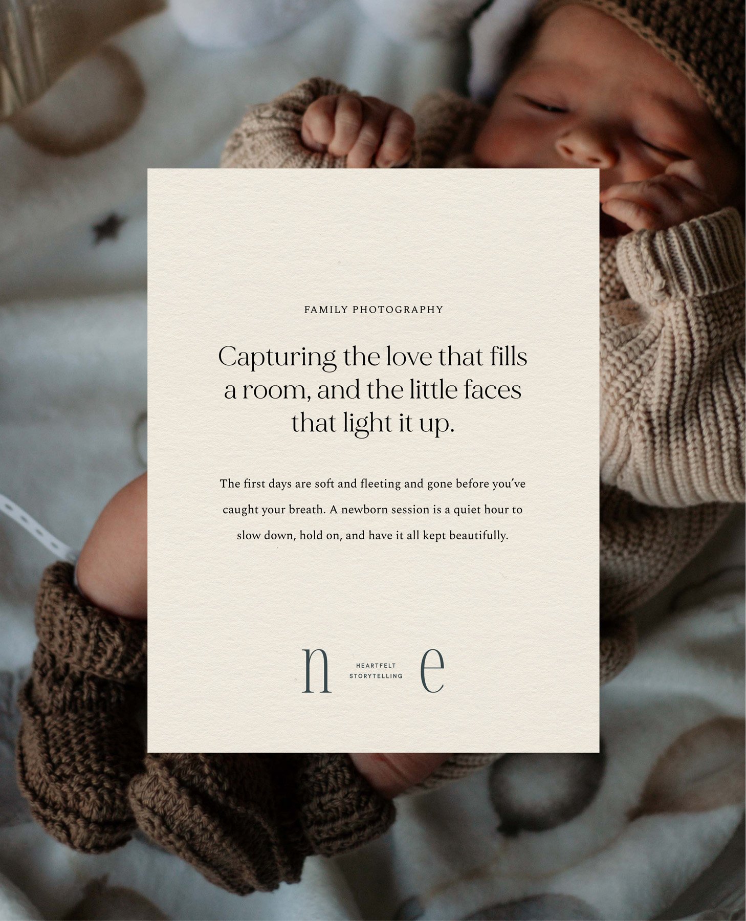 Brand font suite for a South African newborn and family photographer over an image of a Fresh48 hospital photography session