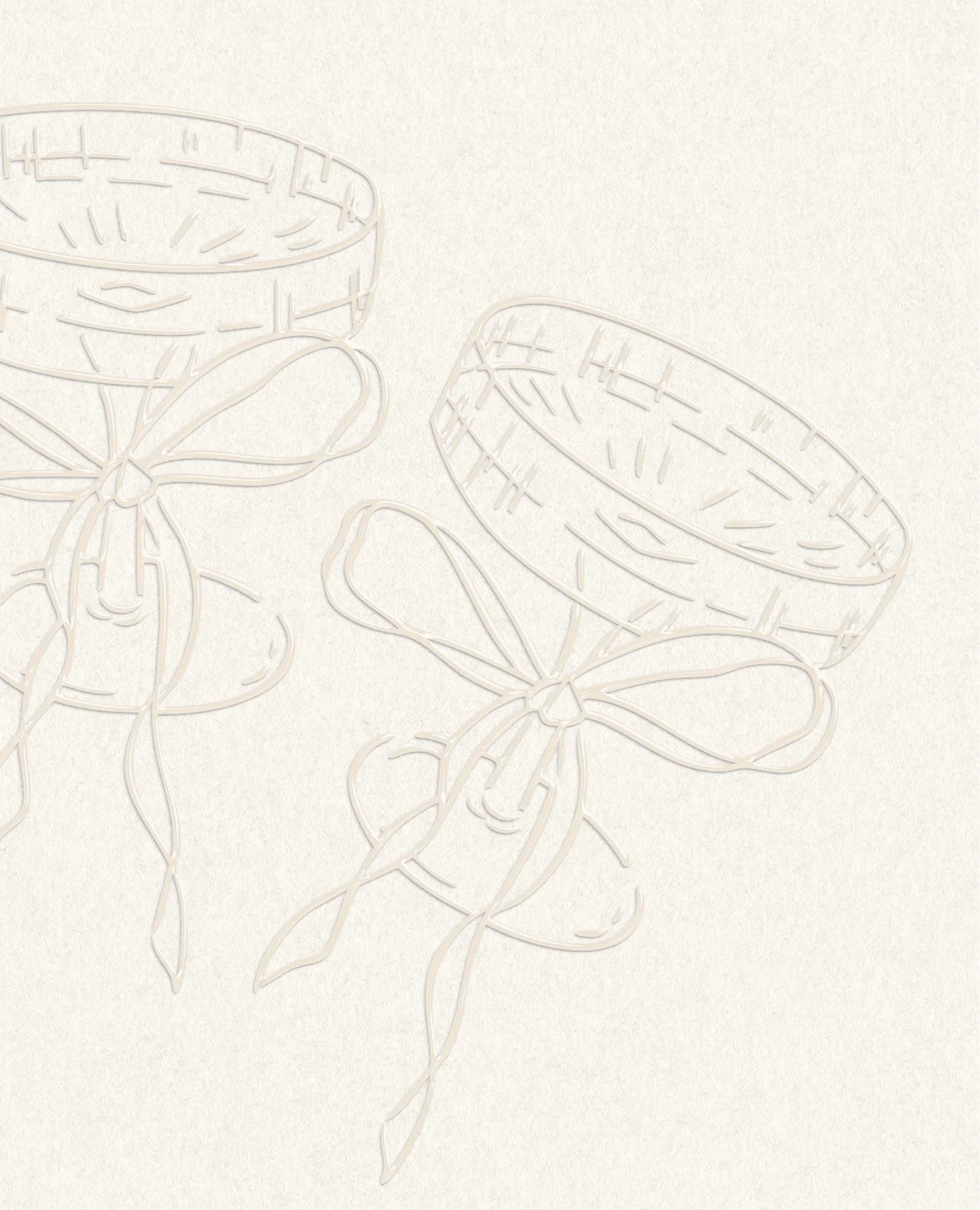 Close-up line illustration of two ribbon-tied goblets in a hand-drawn style.
