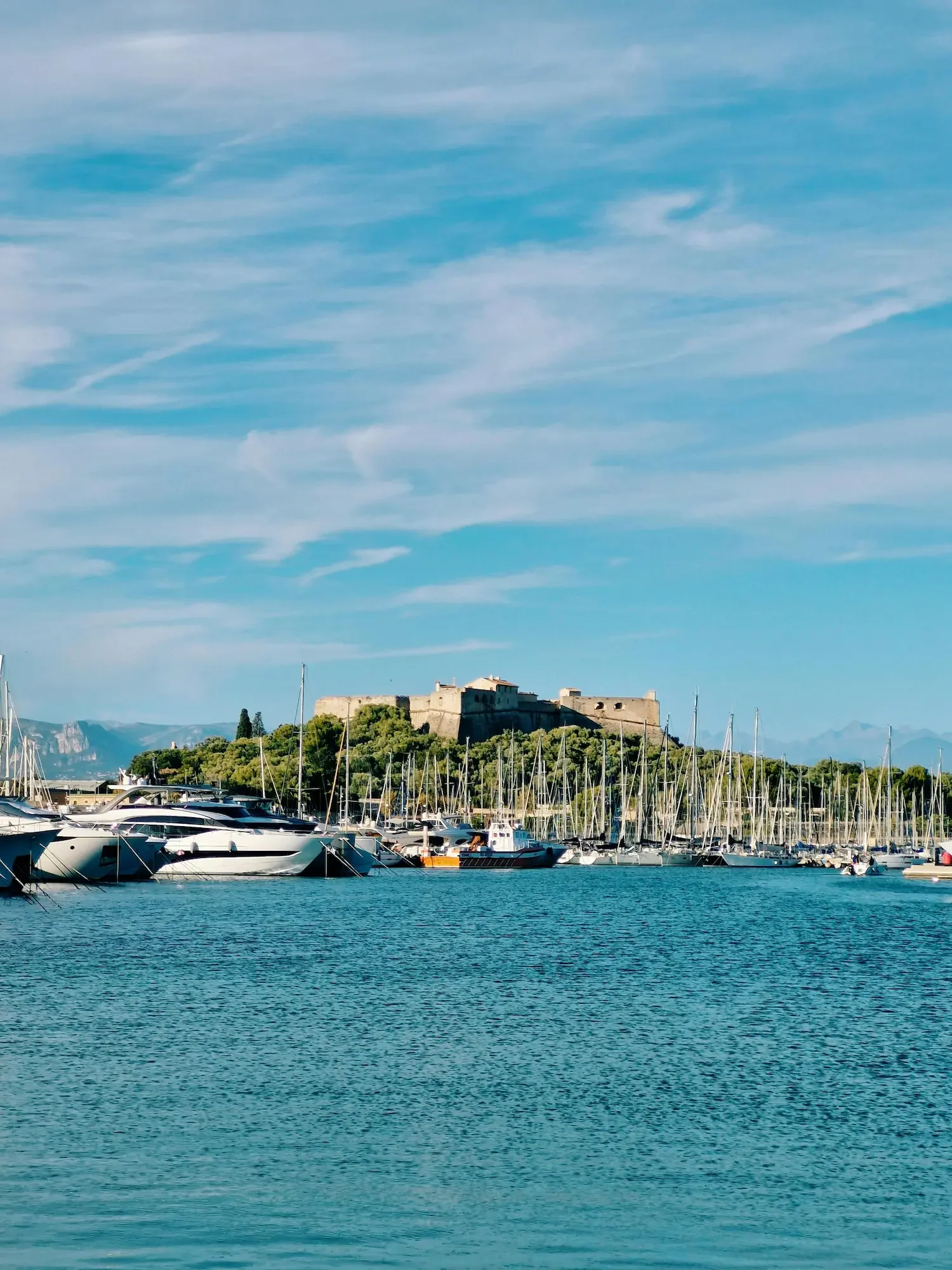Scenic View of Antibes Marina with Fort Carré