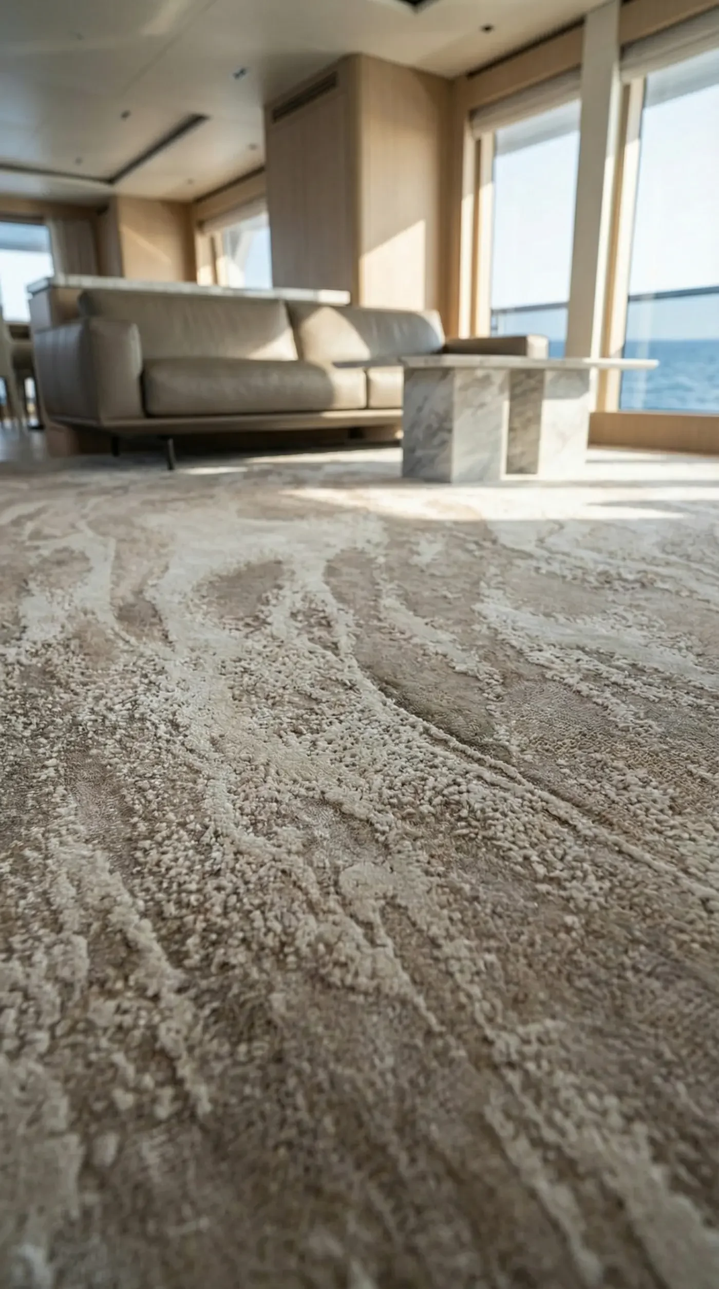 Elm Dune bespoke superyacht carpet — marine flooring by Eminent Marine
