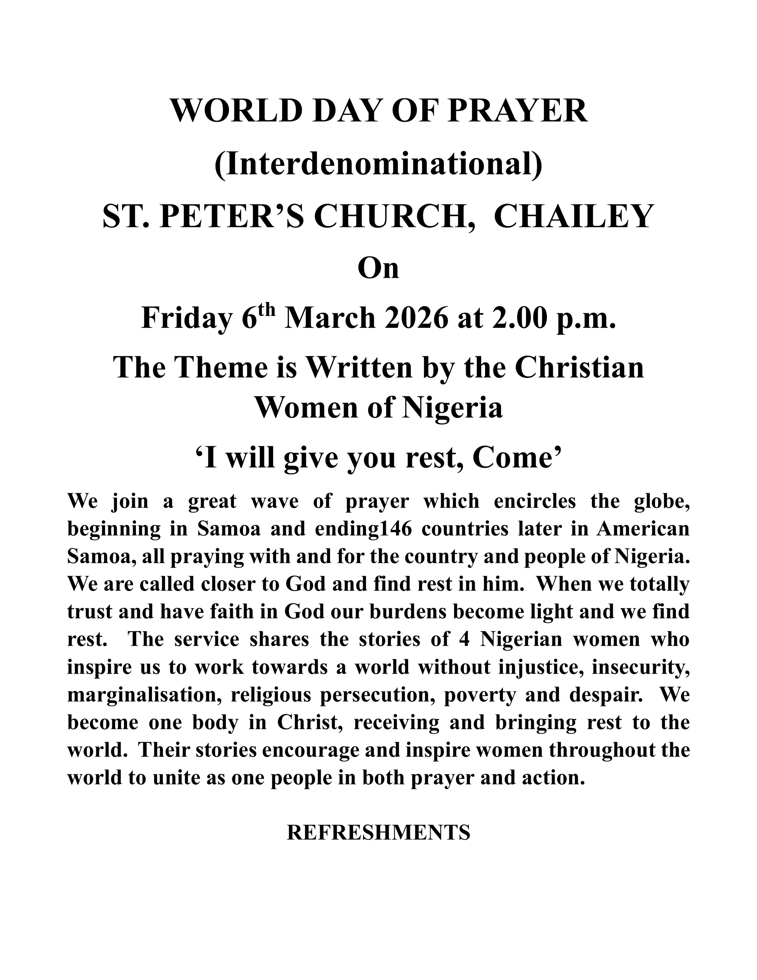 World Day of Prayer Event