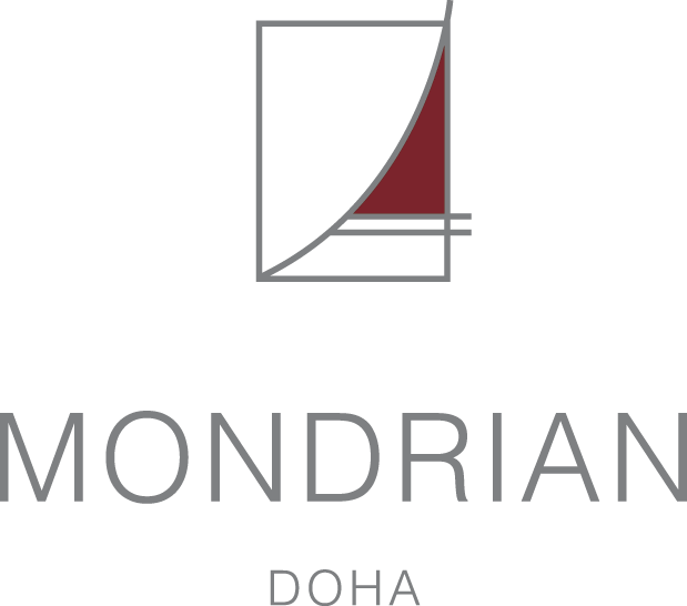 Logo for Mondrian Doha with a stylized abstract design and the text 'Mondrian Doha' underneath.