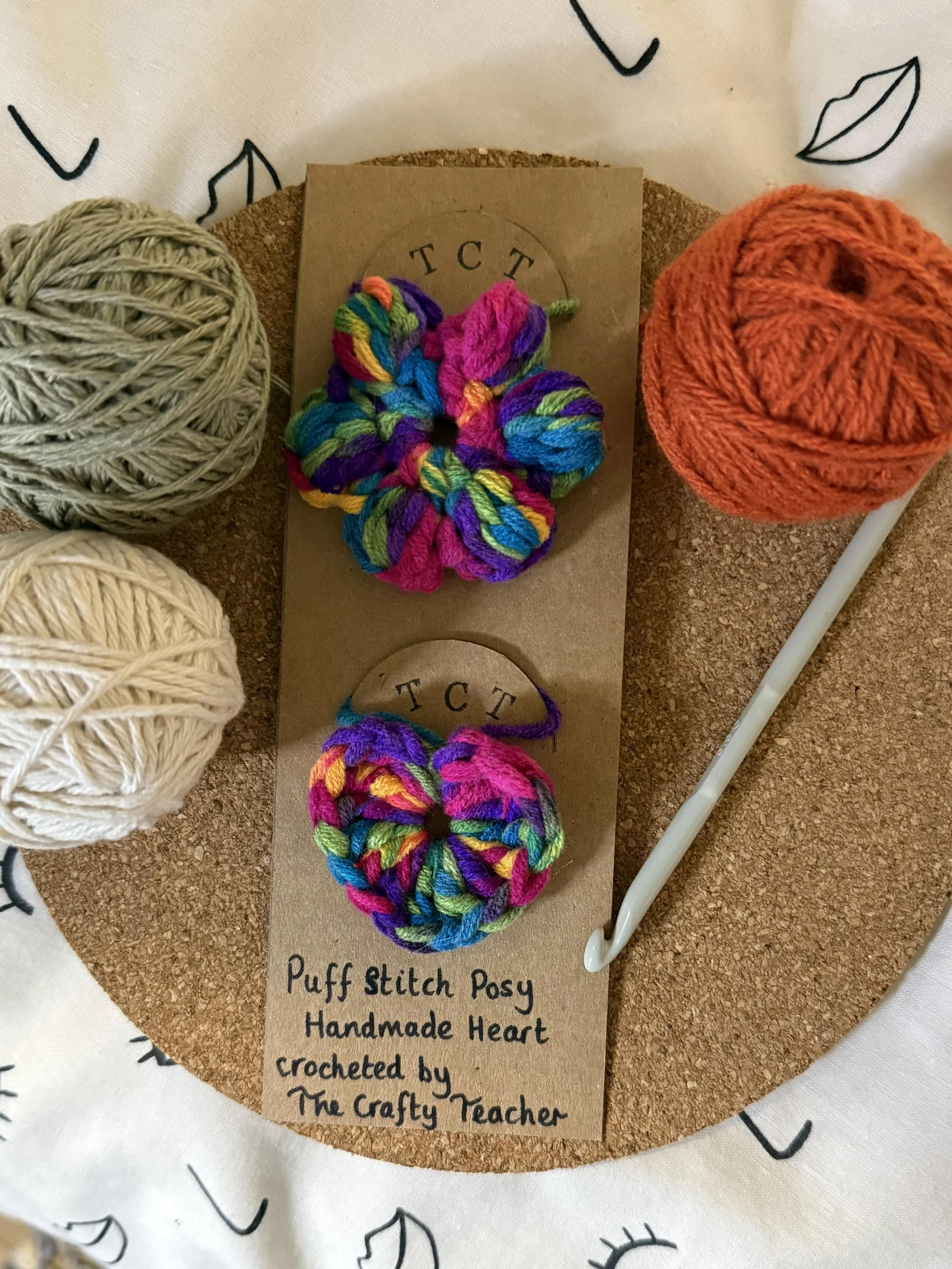 Rainbow Puff Stitch Posy & Heart Set