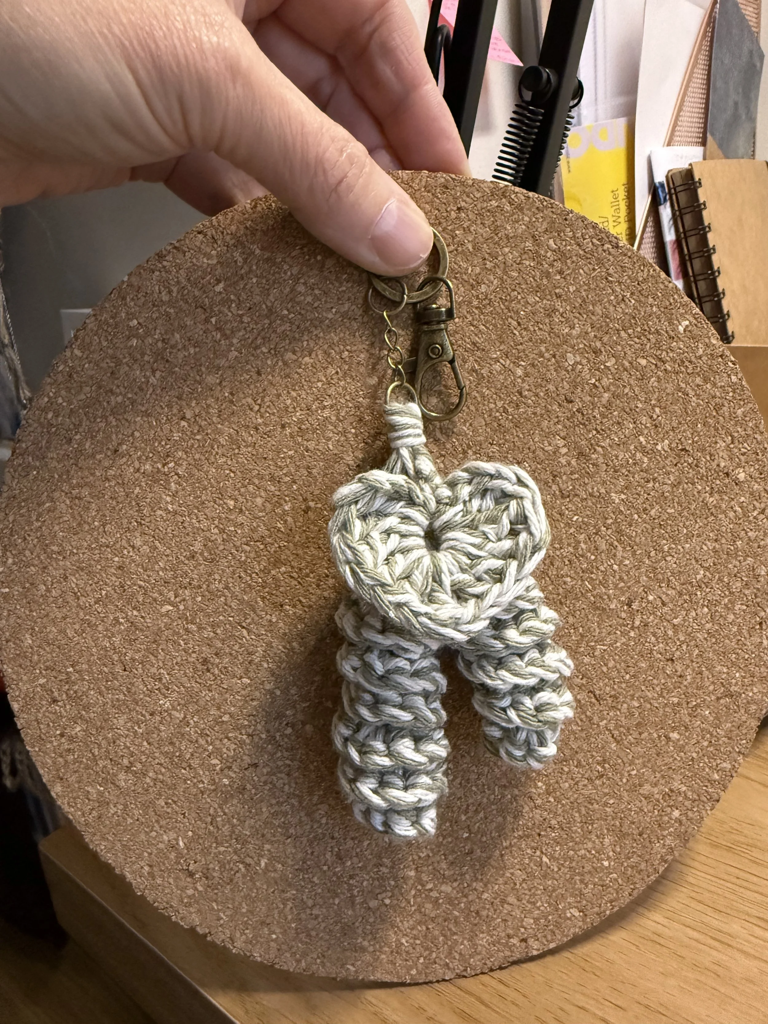 Handmade Crochet Heart and Spiral Keychain