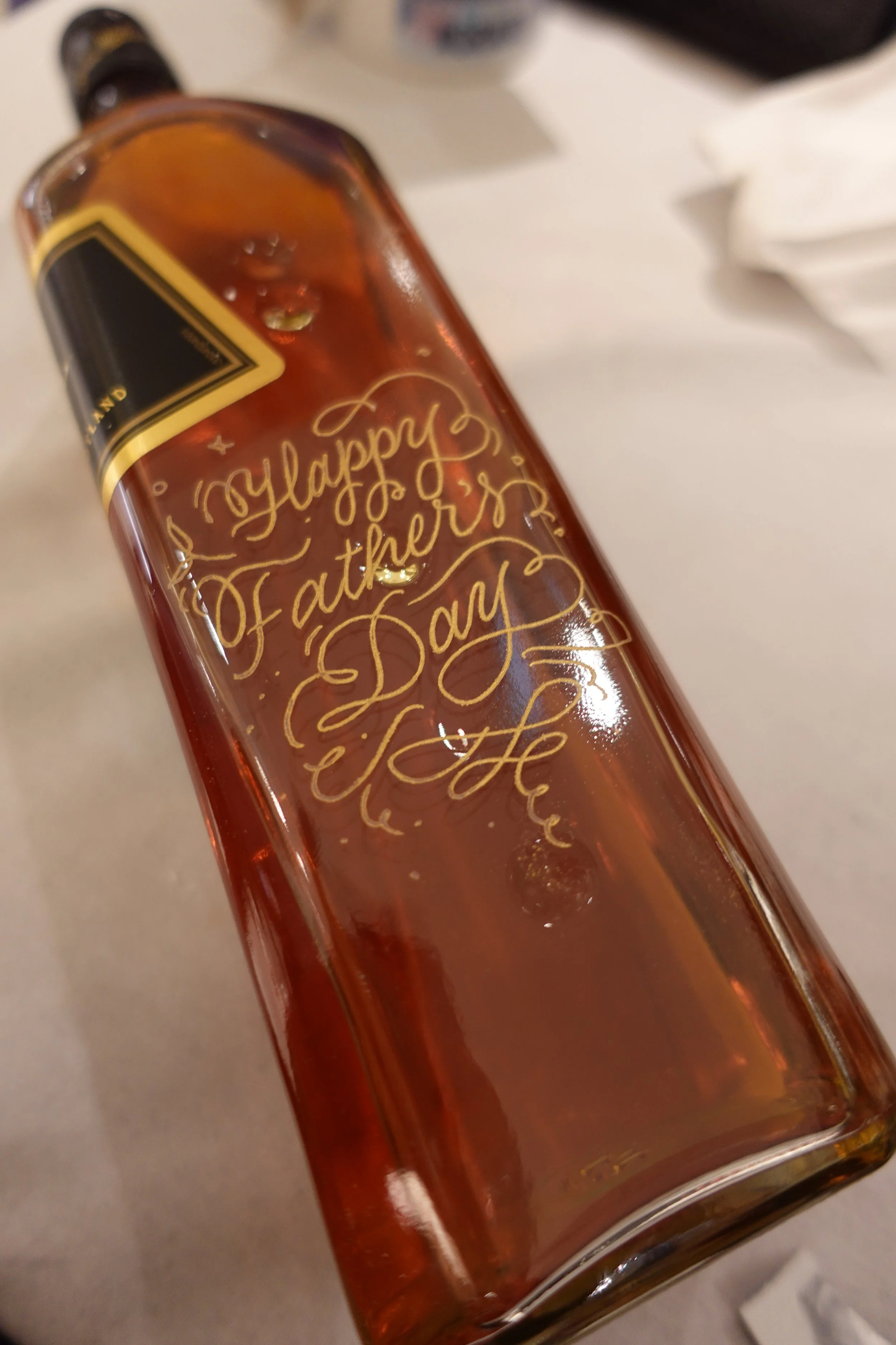 Johnnie Walker hand engraved bottle