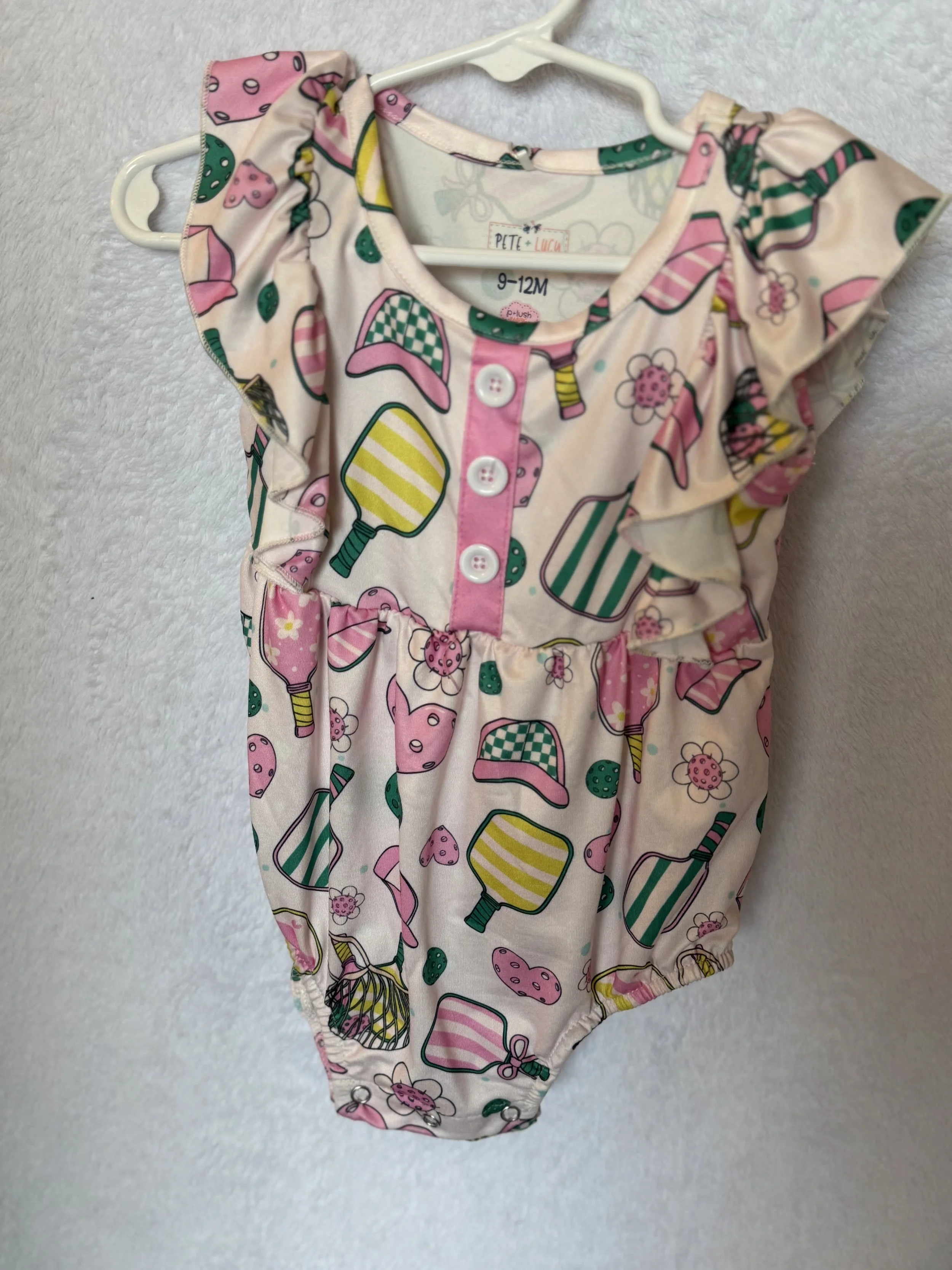 PICKLE TIME ROMPER. 9-12 MONTHS