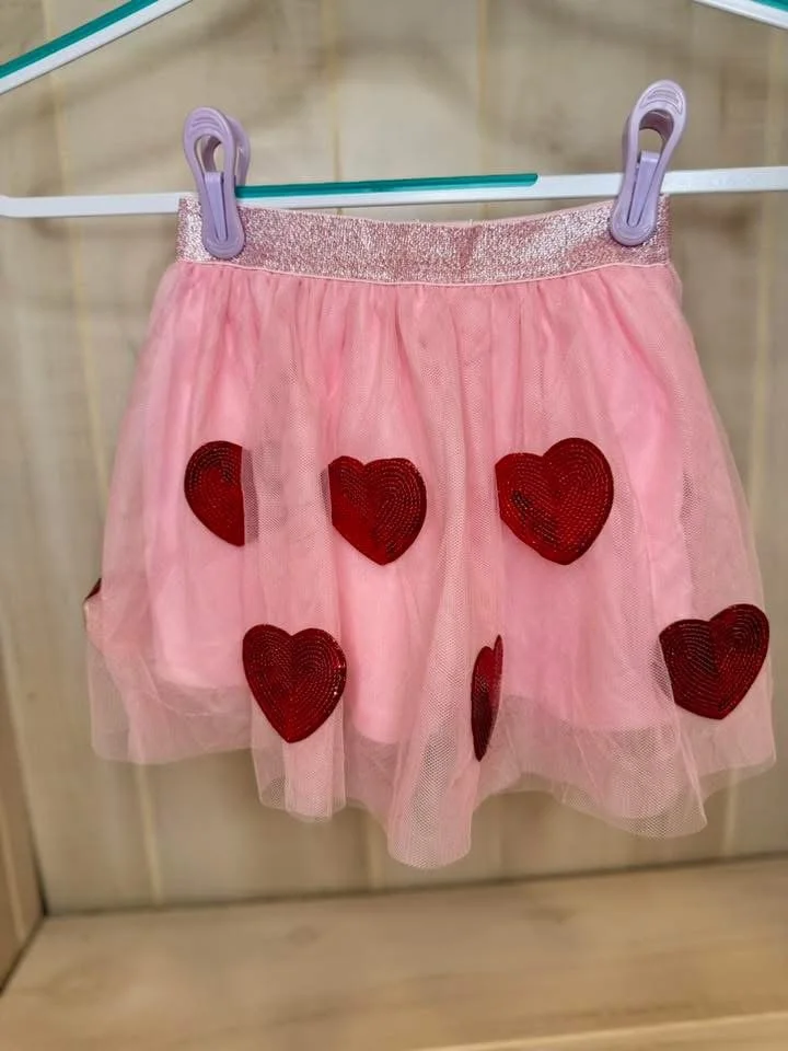 Tulle pink heart skirt